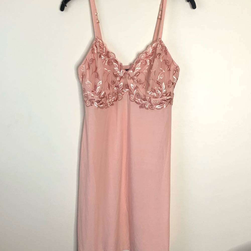 Soma Pink Lace Embroidered Mini Tank Dress